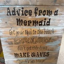 MERMAID  “Advice from a mermaid” 🧜🏻‍♀️ solid wood WALL DECOR 36” H x 16” W