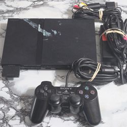 Sony Playstation 2 Ps2 Slim Black Video Game Console Scph-70012  Complete With Power Cord And Controller And TV Cable