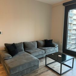  Grey Sectional Couch + Optional Coffee Table – $350 (or $375 for both)  