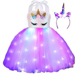 Girls Unicorn Costume Dress Up LED Light Up Unicorn Tutu