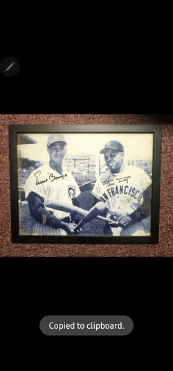Ernie Banks Chicago Cubs & Willie Mayes San Francisco Giants Signed Photo