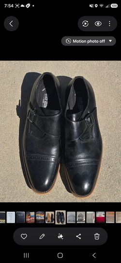 Stacy Adams Desmond Mens 11.5, Black Leather Cap Toe Monk Strap Dress Shoes