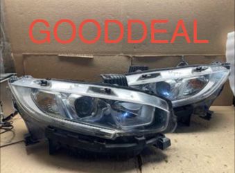 #OH12 *Defect* OEM 2016-2021 Honda Civic LED Halogen Headlight Pair