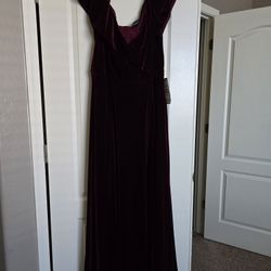 XSCAPE Plus Size Velvet Off-the-shoulders Fit & Flare Gown