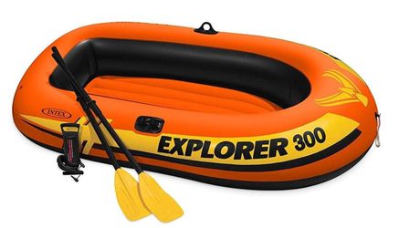 Intex Explorer 300 Compact Fishing 3 Person Raft Boat w/Pump & Oars
