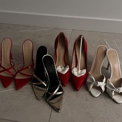 Femme Heels Sz 39 Red, White, Metallic Bundle Deal