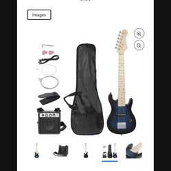 30" Electric Guitar + 5 Watt Amp + Gig Bag Case + Guitar Strap Beginners Blue