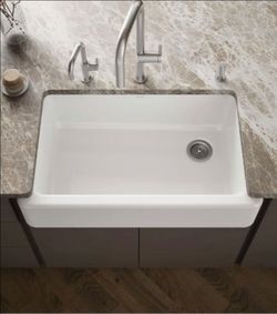 Kohler K-6351-0, 36" Farmhouse Apron Front Self-Trimming Cast Iron .