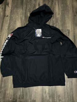 Champion Kids/Boys Long-Sleeve Windbreaker Jacket With Hood (Medium, Navy)