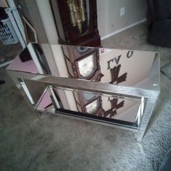 Howard Elliot Orion Mirrored Table W/shelf