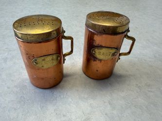 Vintage Copper and Brass Salt and Pepper Shaker Set