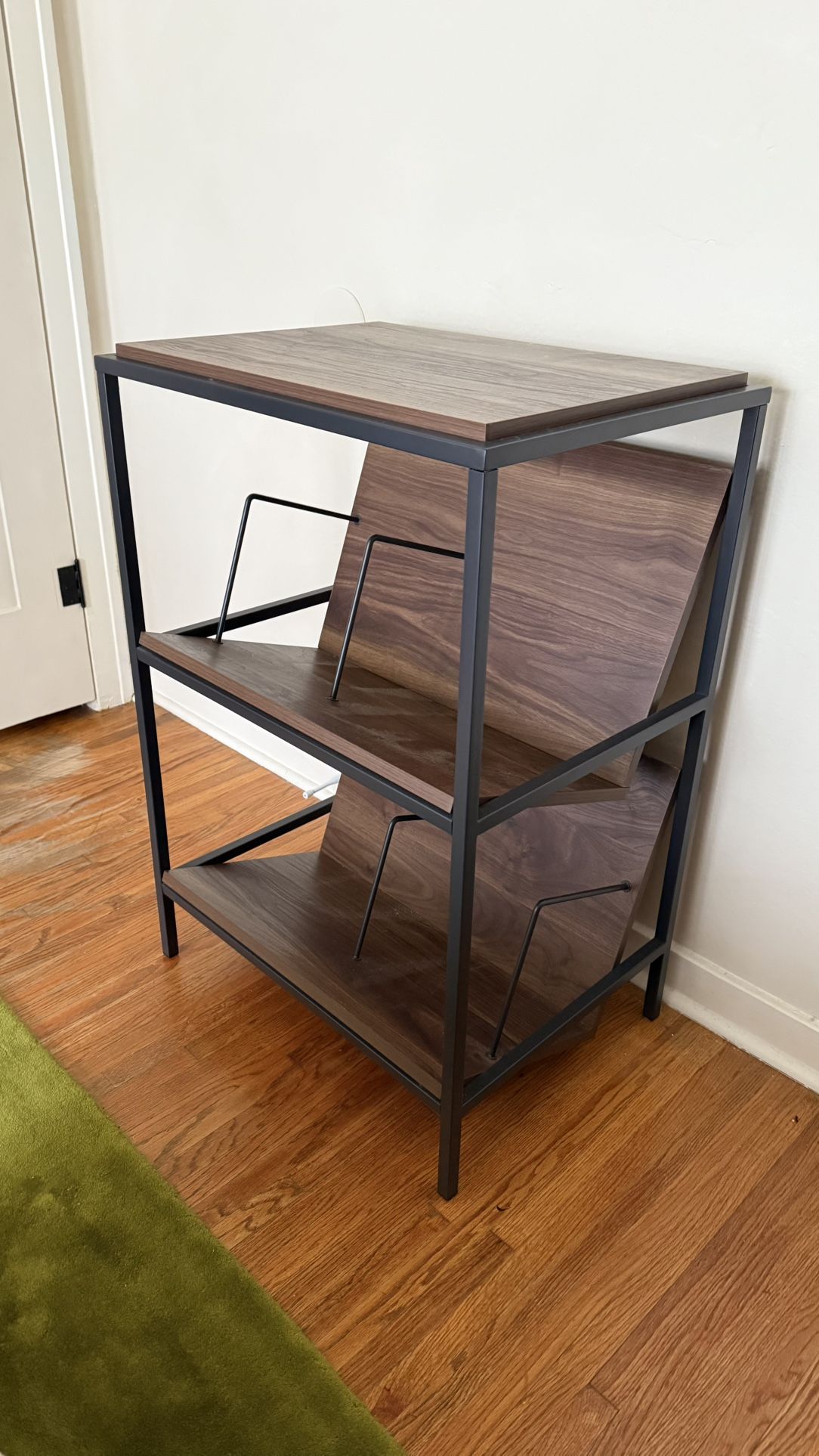 Walnut Accent Storage, Book/Vinyl Shelves 