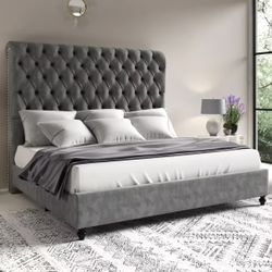 Brand New Gray King Bed ( Mattress Sold Separately )