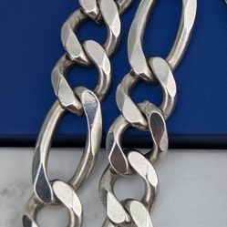 🤍20" Vintage Italian Sterling Silver 925 Fígaro Link Necklace 👍