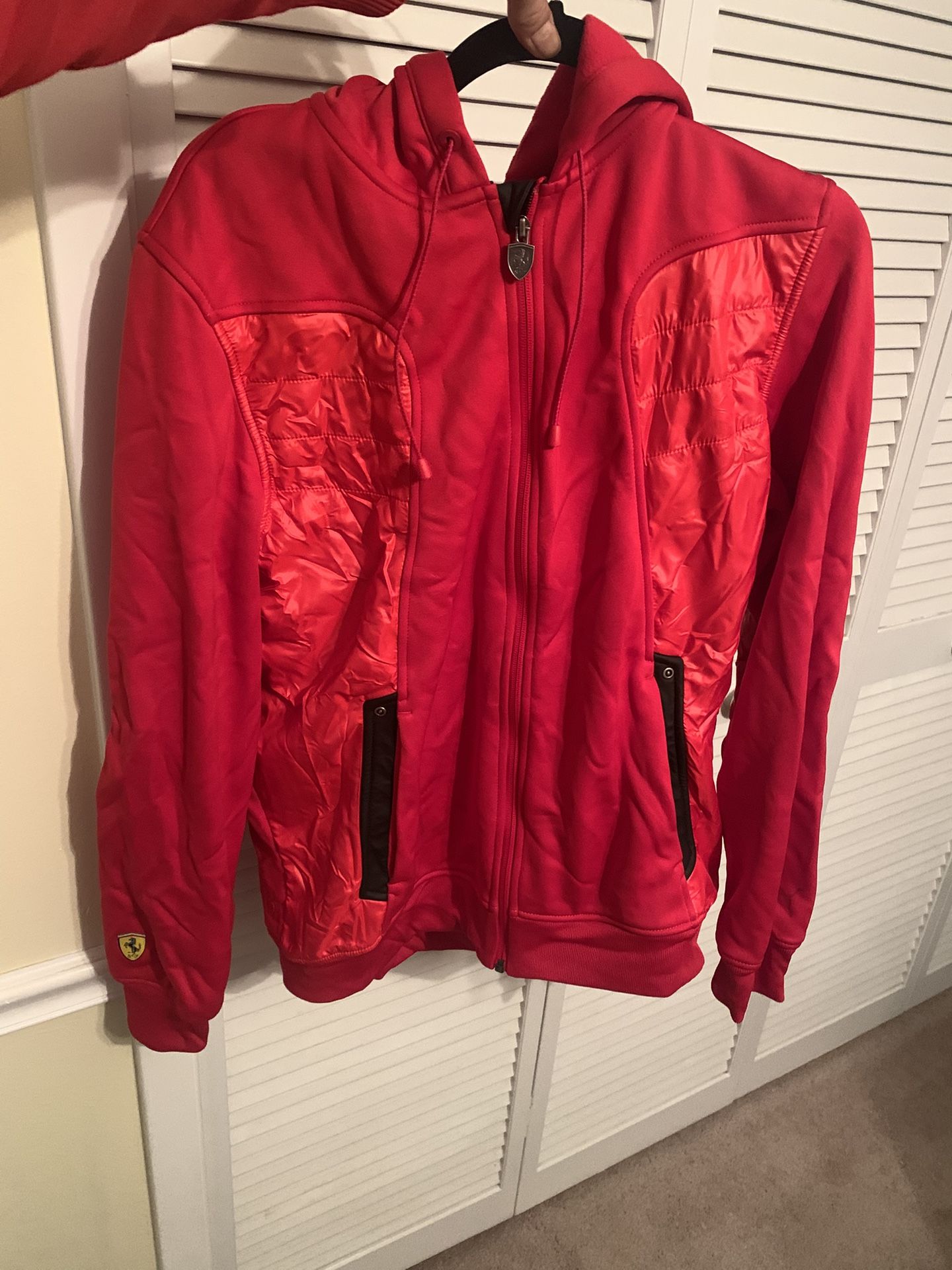 Puma Ferrari Scuderia Sport Lifestyle Full Zip Hooded Fleece Red Sz Medium