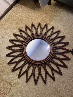 Brown Sunburst Wall Mirror
