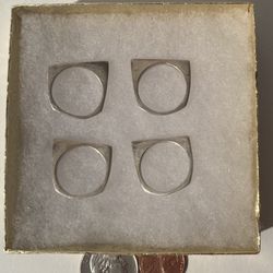 Vintage Lot Of 4 Sterling Silver Rings Size 7.5