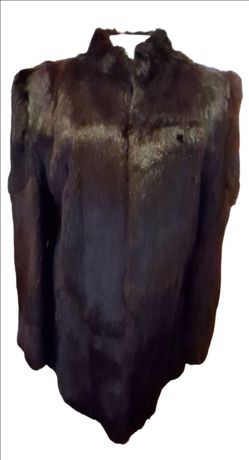 Gorgeous Soft Silky Satin Rabbit Fur Mid-Length Coat  - size M