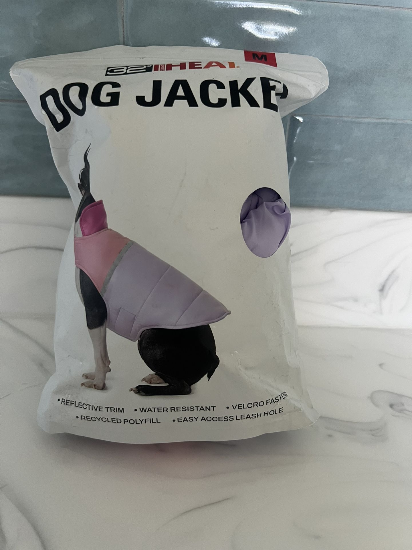 Nwt 32 Degrees Dog Jacket Puffer Vest, size MEDIUM, Pink & Purple Easy Leash