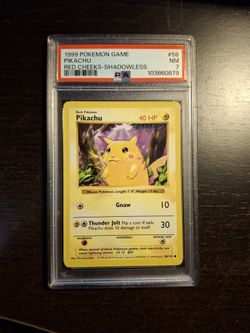 Pokémon Base Set PIKACHU #58 SHADOWLESS RED CHEEKS
