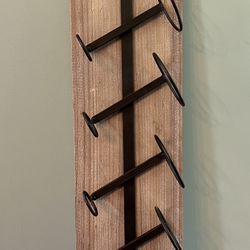 Metal & Wood Wine Rack - Holds 5 Bottles