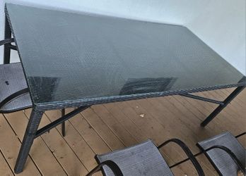 Large Grey Rattan Patio Table - LIKE NEW