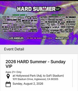 Hard Summer VIP Sunday ONLY