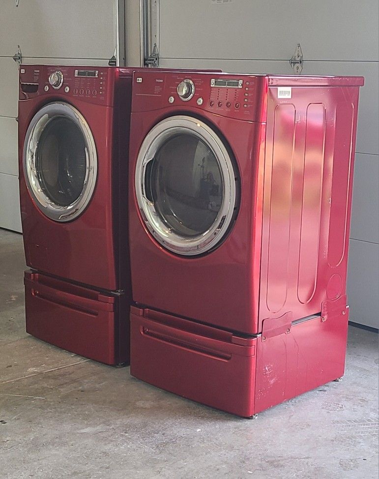 Red Front Loader Washer And Dryer