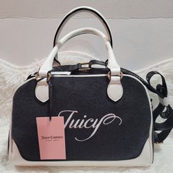Juicy Couture Raising Star Bowling Bag Y2K velour Black Satchel   New 