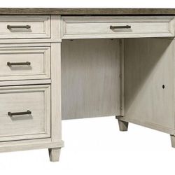Macys Dawnwood / Aspenhome Caraway 66" Executive Desk in Aged Ivory I248-303 Farmhouse Chic