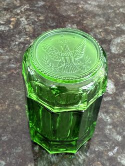 Fostoria Emersld Green Coin Smoking 2-Piece SET.