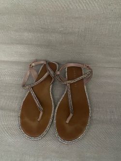 Gianni Bini Rhinestone T-Strap Flat Sandals