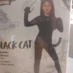 New kids 3T Black Cat Halloween Costume tail, gloves, headband one piece outfit 