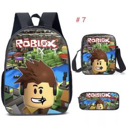 3 set cartoon Roblox Game Dreamy Children KidsCollege Backpack 3 Pieces Set 2024