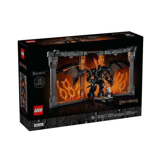 LEGO Icons The Lord of the Rings: Balrog Book Nook Bookshelf includes Collectible Gandalf Minifigure (LEGO Model: 10367)