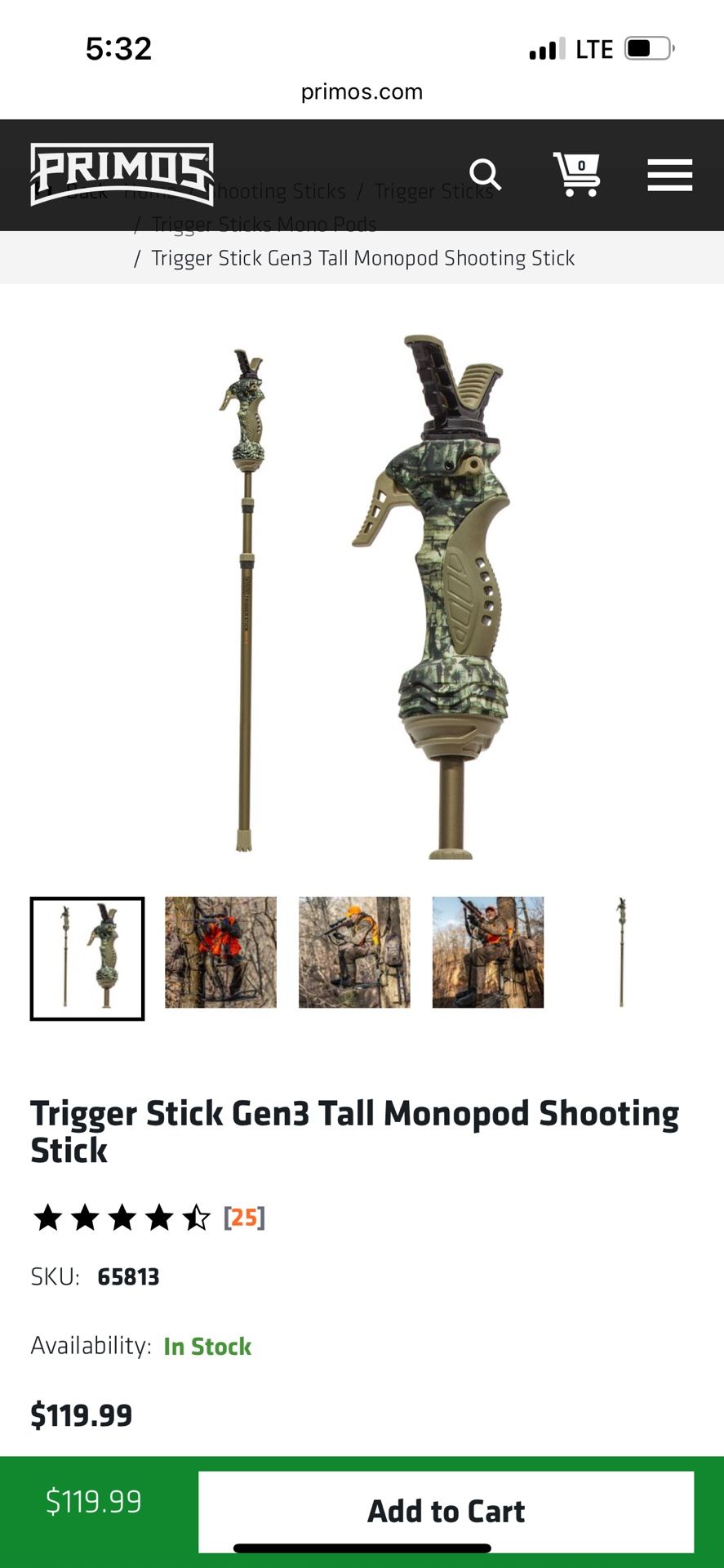 PRIMOS Trigger Stick Gen3 Tall Monopod
