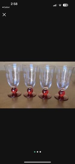 Princess House Red Footed Glasses (4) 