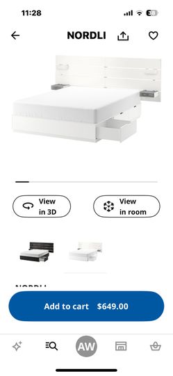 Ikea nordli Bed Frame & Headboard(white)
