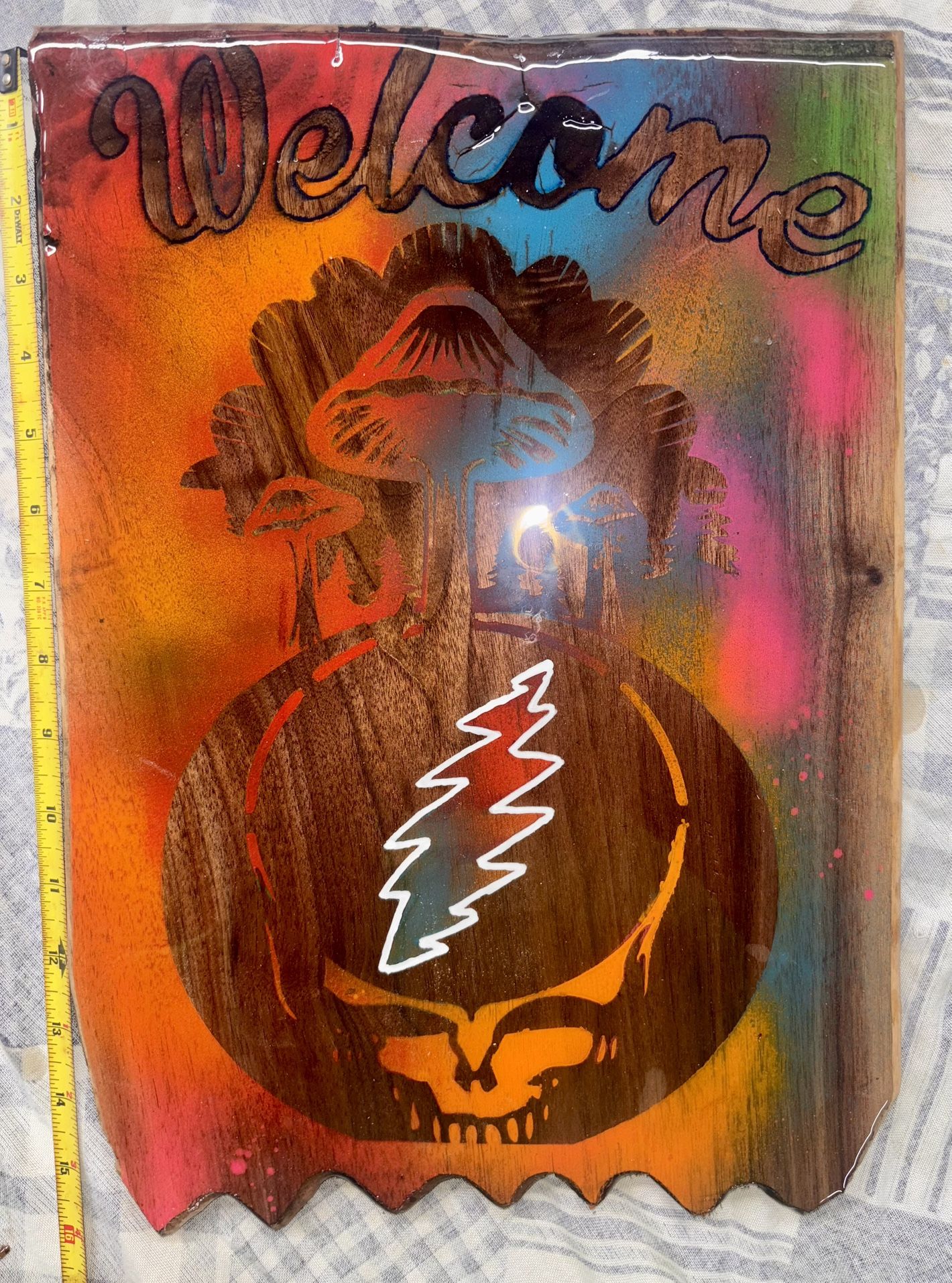 Grateful Dead Muschroom Stealie “Welcome” PLAQUE