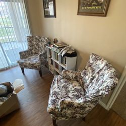 Living Room Two White Accent Chairs