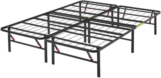 Amazon Basics King Foldable Metal Platform Bed Frame with Tool Free Setup, 14 Inches High, Sturdy Steel Frame, No Box Spring Needed, King, Black - Ret