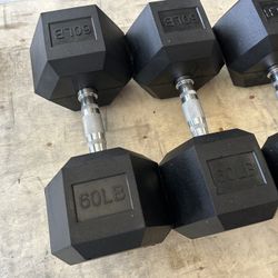 new pair of 60lb rubber dumbbell $120 