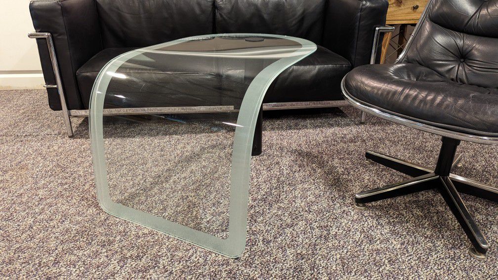 Glass and Steel Waterfall Table 