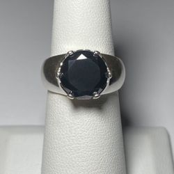 .925 Sterling Silver 4.75ctw Genuine Black Diamond Ring Size 7