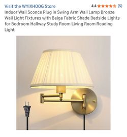 New Gold Wall Lamp Whit 💡, Swing Arm , Plug 🔌 In Wall ( Only One ) 