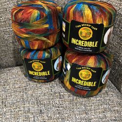 4 Balls  Of Lion Brand  Rainbow Yarn  INCREDIBLE Color : #: 208.Lot #: 21689