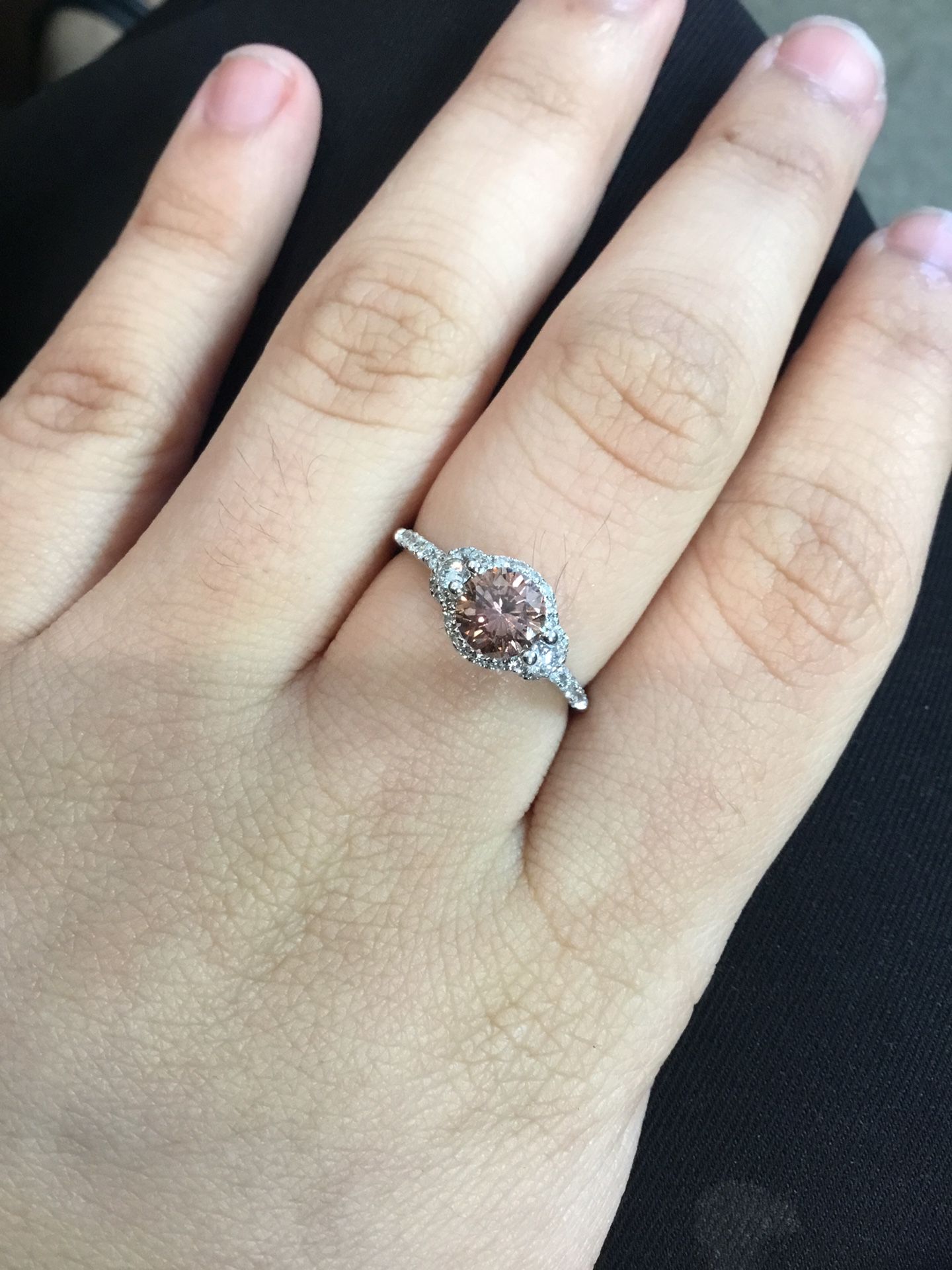 14K White Gold Ladies Pink Diamond Ring Size 7.25