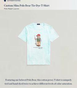 Men’s Polo Ralph Lauren Preppy Polo Bear Fishing Bear Tie Dye T-Shirt Size large