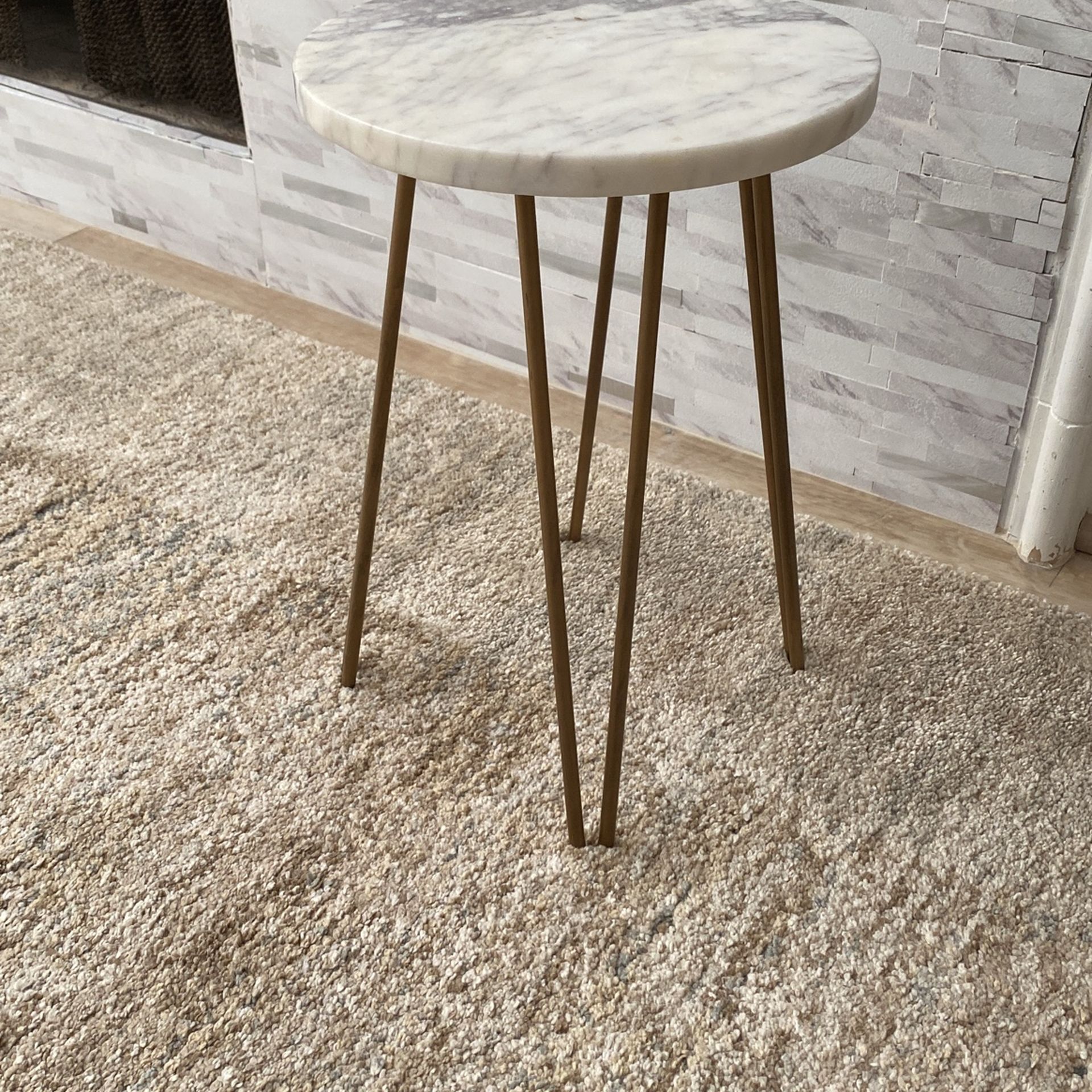 Side Table, End Table, or Small Night Stand - Marble Accent Table with Four Slim Metal Legs