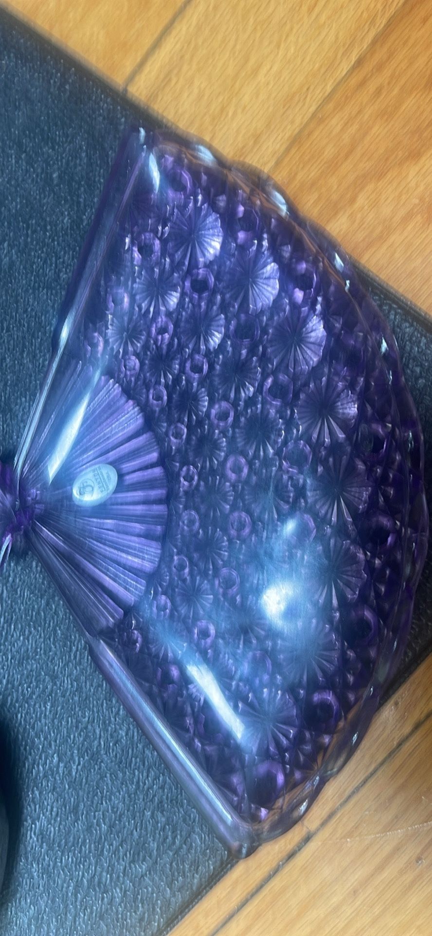 FENTON signed Purple Glass Fan Serving Dish, 10.5” X 7”, RARE/VTG